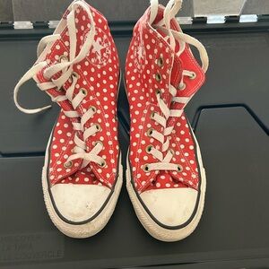 Converse High-Top Red with Polka Dot
